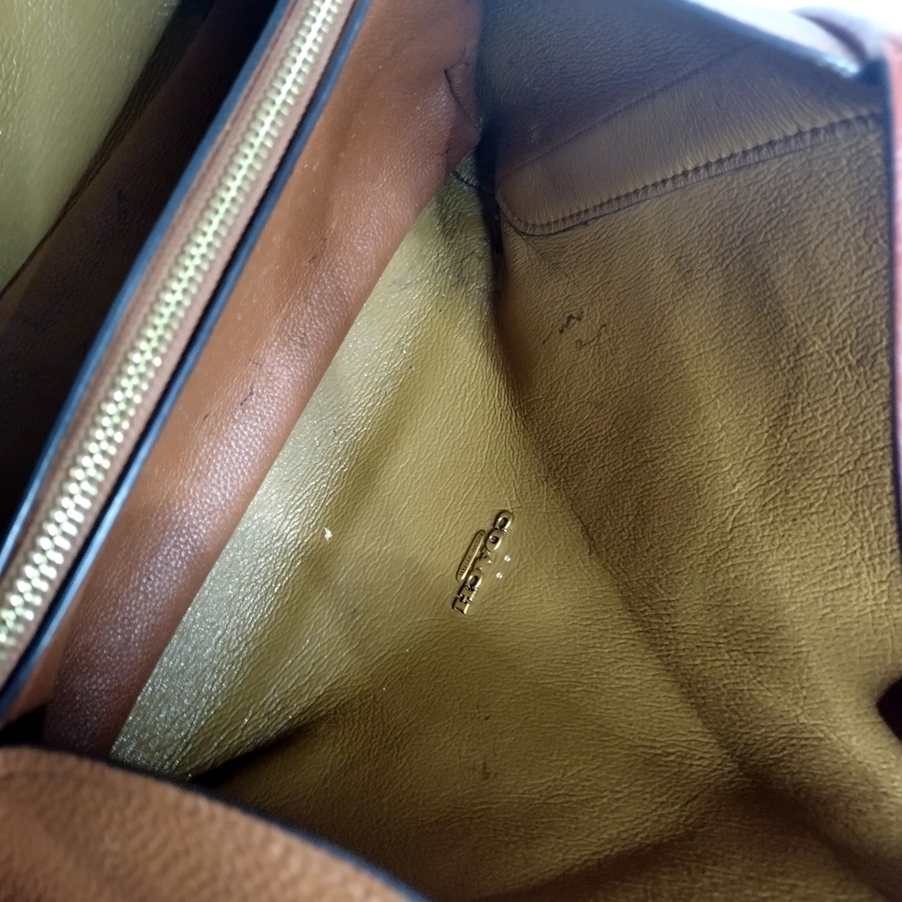 Coach Colorblock Cream, Tan, and Brown Leather Hobo Bag - Picture 10 of 12